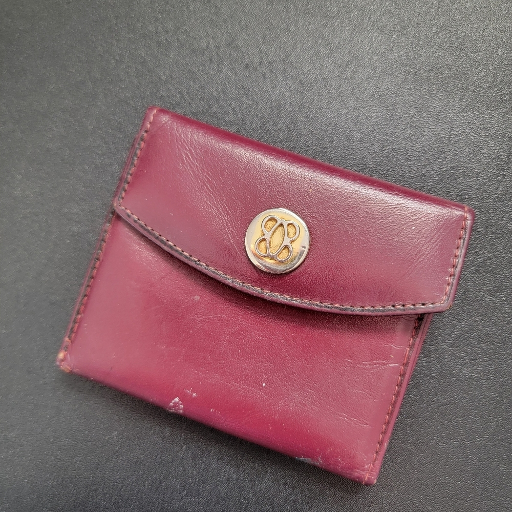 Vintage Small Bosca Burgandy tri fold Snap Front Wallet Leather